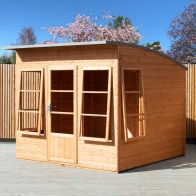 See more information about the Shire Orchid 7' 10" x 7' 10" Curved Summerhouse - Premium Dip Treated Shiplap