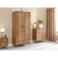 See more information about the Orleans Tall Wardrobe Brown 2 Doors 1 Shelf 1 Drawer