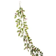 See more information about the Holly Garland Christmas Decoration Green with Frosted Pattern - 188cm 