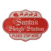 See more information about the Santa's Sleigh Station Decorative Sign Red 35.5cm