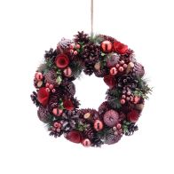 See more information about the Wreath Christmas Decoration Green & Rose Gold with Pinecones & Berries Pattern - 36cm 