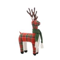 See more information about the Reindeer Christmas Decoration Red & Green with Tartan Pattern - 40cm