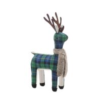 See more information about the Reindeer Christmas Decoration Blue & Green with Tartan Pattern - 40cm