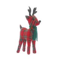 See more information about the Reindeer Christmas Decoration Red & Green with Tartan Pattern - 38cm