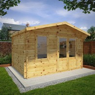 See more information about the Mercia 13' 6" x 11' 3" Apex Log Cabin - Premium 28mm Cladding Log Clad