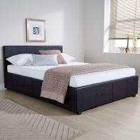 Winston Side Lift Small Double Ottoman Bed Black Faux Leather