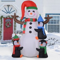 See more information about the Homcom Christmas Inflatable Snowman and Penguins Outdoor Home Seasonal Decoration w/ LED Light