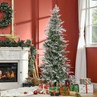 See more information about the 6' Pencil Snow Flocked Artificial Christmas Tree with Realistic Cypress Branches