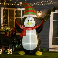 See more information about the Homcom 2.4m LED Polyester Outdoor Christmas Inflatable Penguin