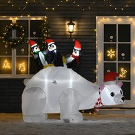 See more information about the Homcom 1.5m Christmas Inflatable Polar Bear Penguin Lighted for Home Indoor Outdoor